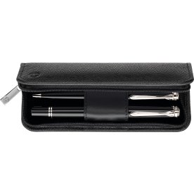 Pelikan läderfodral, 2 pennor, svart toppkorn