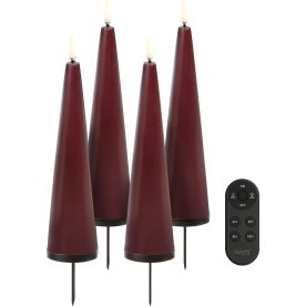 UYUNI LED Adventsljus, 4 st., med spjut, Vinröd