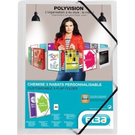 Bantex mapp PP, 3 klaffar, med gummiband, klar
