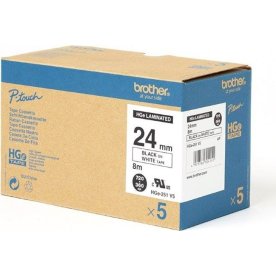 Brother HGe251V5 etikettape, 24 mm, svart på vit