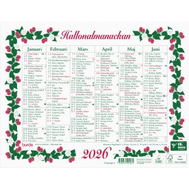 Burde 2026 Väggkalender, Lilla Hallonalmanackan