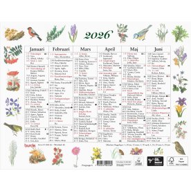 Burde 2026 Väggkalender, Lilla Naturalmanackan