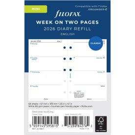 Filofax 2026 Refill | Mini | Vecka | Engelsk