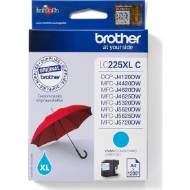 Brother LC225XLC bläckpatron, cyan, 1200 s