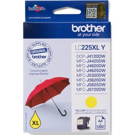 Brother LC225XLY bläckpatron, gul, 1200 s