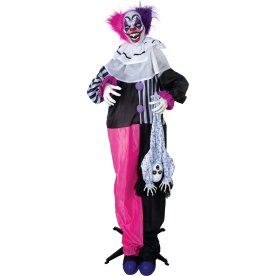 Rosa/svart clown med ljus/ljud - 170 cm
