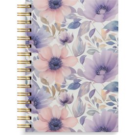 Burde Anteckningsbok | A5 | Linj. | Lilac flowers
