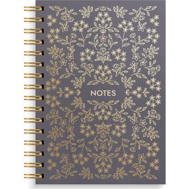 Burde Anteckningsbok | A5 | Linj. | Black flower