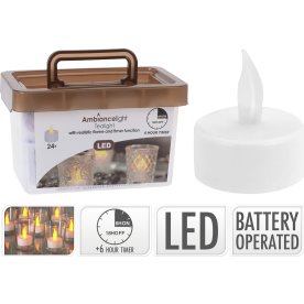 LED värmeljus med timer, 24 st., Ø38 mm