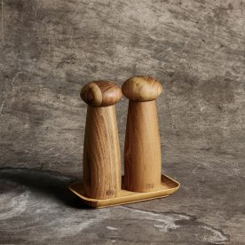 Aida RAW Kvarnset m. bricka, 3 delar, Teakträ