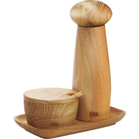 Aida RAW Pepparkvarn m. Bricka&Saltkar, 18cm Teak
