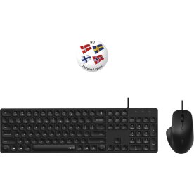 RAPOO Tangentbord/Mus-set NX8020, Kabelansl, Svart