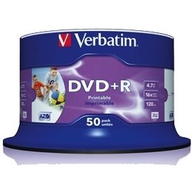 Verbatim DVD+R 16X Wide Inkjet printable No ID(50)