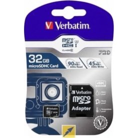 Verbatim Micro SDHC Kort PRO, 32GB, U3, Adapter