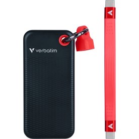 VERBATIM USB 3.2 Gen 2 1TB, SSD, Svart/Röd