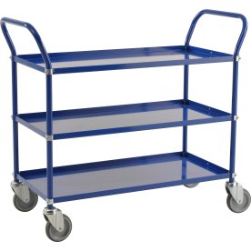 Rullvagn 3 hyllor, 1070x450x940 mm, 250 kg, blå