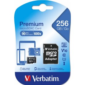 Verbatim Minneskort, Micro SDXC Premium 256GB