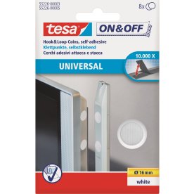 tesa on & off Rund borrelåstapet | Ø16 | Vit