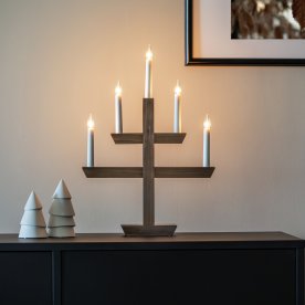 Femarmad Ljusstake i Trä med 5 Ljus, brun