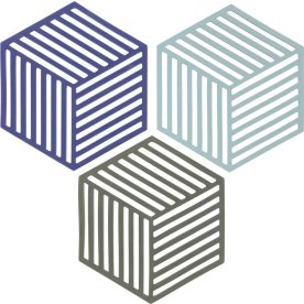 Zone Hexagon Bordsskydd, 3 st. blå, grön & grå