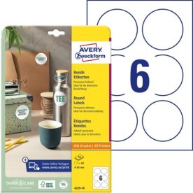Avery runda produktetiketter | Ø 80 mm | 60 st.
