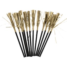 Sugrör, 12 st, svart med guldsmyckning