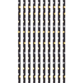 Sugrör, 10 st, papper, svart m. stjärnor