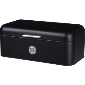 Brödlåda, svart, metall, 42x22x16 cm.