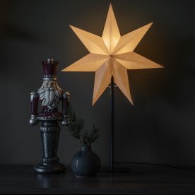 Pappersstjärna på fot, H65 cm, beige