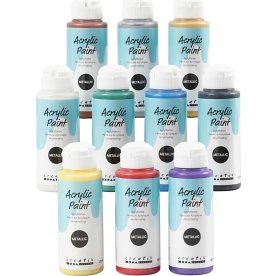 Akrylfärg A'Color 10x120 ml, metallisk blandad