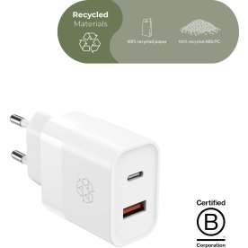 Ëssentials-laddare, 30W, USB-A & USB-C, vit