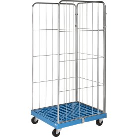 Rullcontainer med plastbotten, 3 sidor