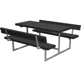 Plus Basic Jr bord/bänkset+ryggstöd, svart 118cm