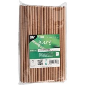 Sugrör PURE papp böjbar 20cm brun 100/fp
