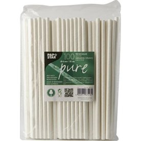 Sugrör PURE papper 6mmx20cm vit 100/fp