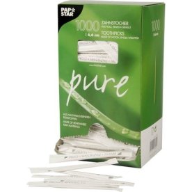 Tandpetare PURE Trä rund 6,5cm 1000/fp