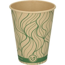 Pappersmugg, grön/natur, plastfri, 30 cl, 50 st.