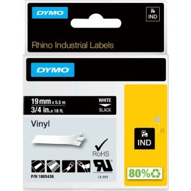 Etiketter Dymo Rhino Vinyl 19 mm x 5,5 m Vit på sv