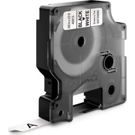 Dymo D1 etikettape, 9 mm, svart på vit