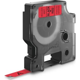 Dymo D1 etikettape, 9 mm, svart på röd