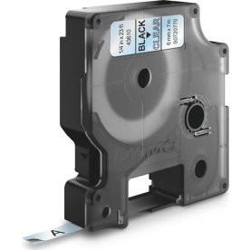 Dymo D1 etikettape, 6 mm, svart på genomskinlig