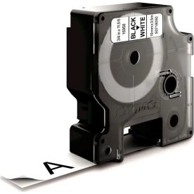 Dymo D1 flexibel tape, 19 mm, svart på vit