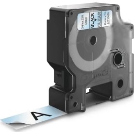 Dymo D1 etikettape, 19 mm, svart på genomskinlig