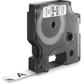 Dymo D1 etikettape, 12 mm, svart på vit