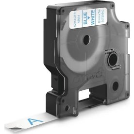Dymo D1 etikettape, 12 mm, blå på vit