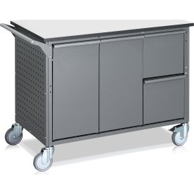 Avfallssorteringsvagn, 8 behållare, 280 L., grå