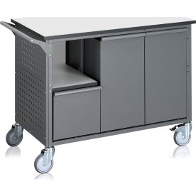 Avfallssorteringsvagn, 6 behållare, 240 L, grå