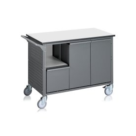 Avfallssorteringsvagn, 6 behållare, 240 L, grå