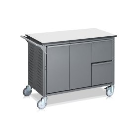 Avfallssorteringsvagn, 8 behållare, 280 L., grå