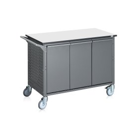 Avfallssorteringsvagn, 6 behållare, 300 L, grå